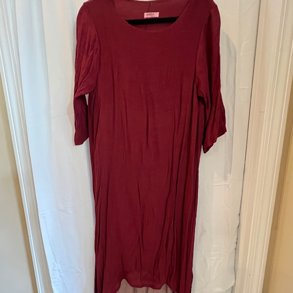 Anself size L 2 layer long 3/4 sleeve dress